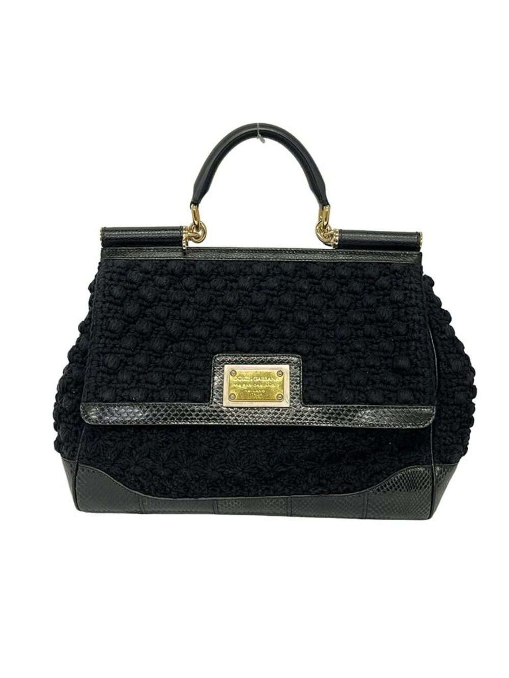 Dolce & Gabbana Handbag Sicily Black Cotton Leather